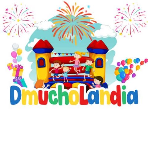Logo Dmucholandia — kolorowy dmuchany zamek